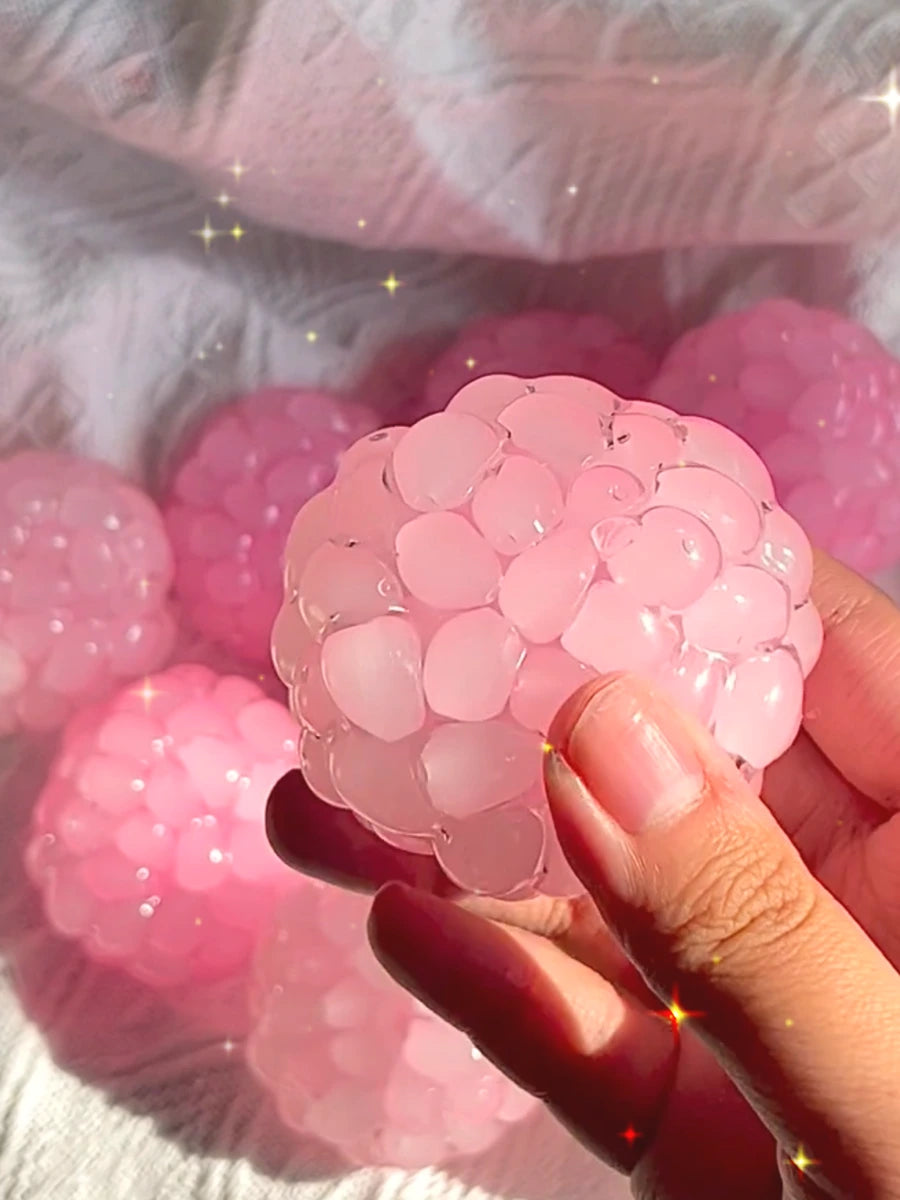 Grape Beads Pink-Handcrafted Grape Bead Sensory Squeeze Ball