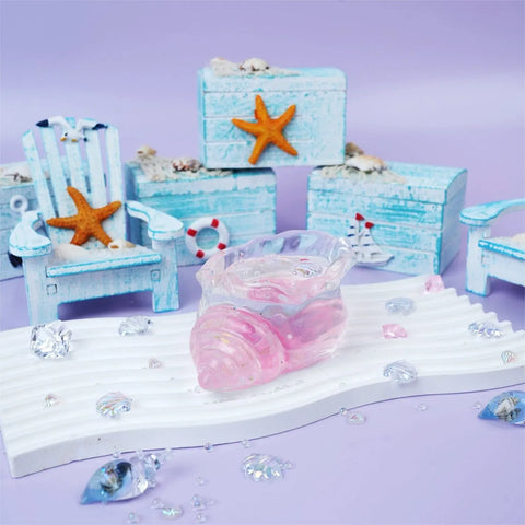 Pawtoto Clear Seashell Squishy Toy Handmade Food Grade Silicon Water Feel Medium Firm Quick Rebound