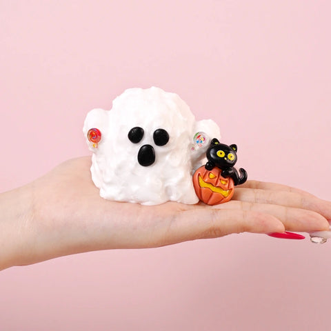 Pawtoto Halloween Little Ghost Squishy Toy Handmade Food Grade Silicon Creamy Clay Feel Firm Soft Quick Rebound