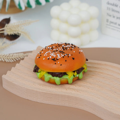 Pawtoto Salted Mini Burger Squishy Toy Handmade Food Grade Silicon Creamy Clay Feel Medium Soft Slow Rebound