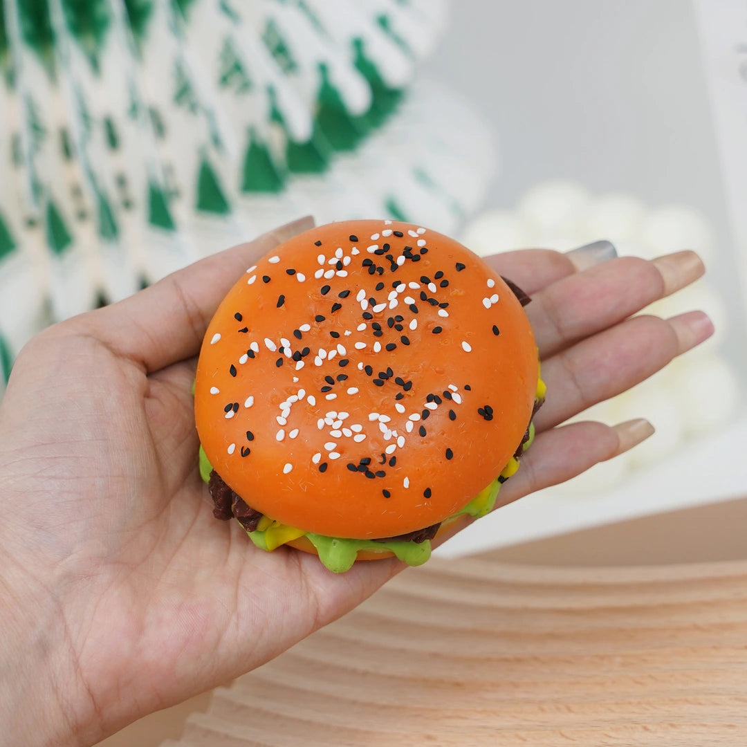 Pawtoto Salted Mini Burger Squishy Toy Handmade Food Grade Silicon Creamy Clay Feel Medium Soft Slow Rebound