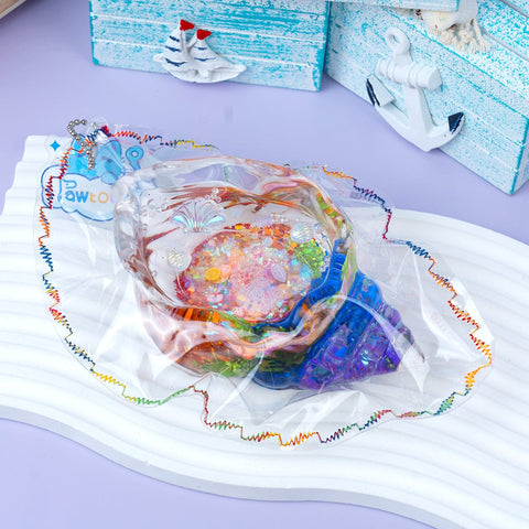 Pawtoto Clear Seashell Squishy Toy Handmade Food Grade Silicon Water Feel Medium Firm Quick Rebound