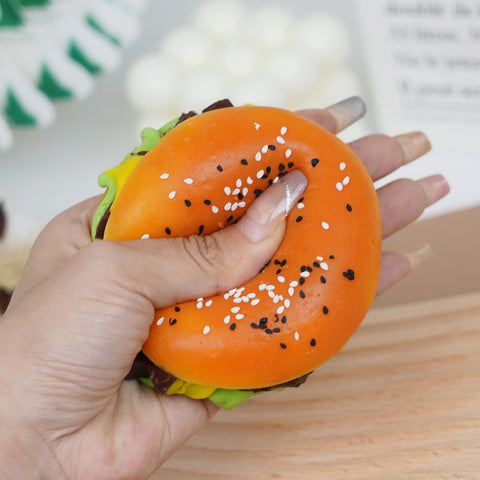 Pawtoto Salted Mini Burger Squishy Toy Handmade Food Grade Silicon Creamy Clay Feel Medium Soft Slow Rebound