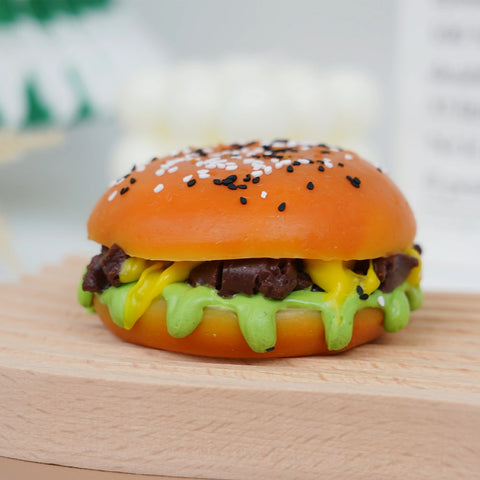 Pawtoto Salted Mini Burger Squishy Toy Handmade Food Grade Silicon Creamy Clay Feel Medium Soft Slow Rebound