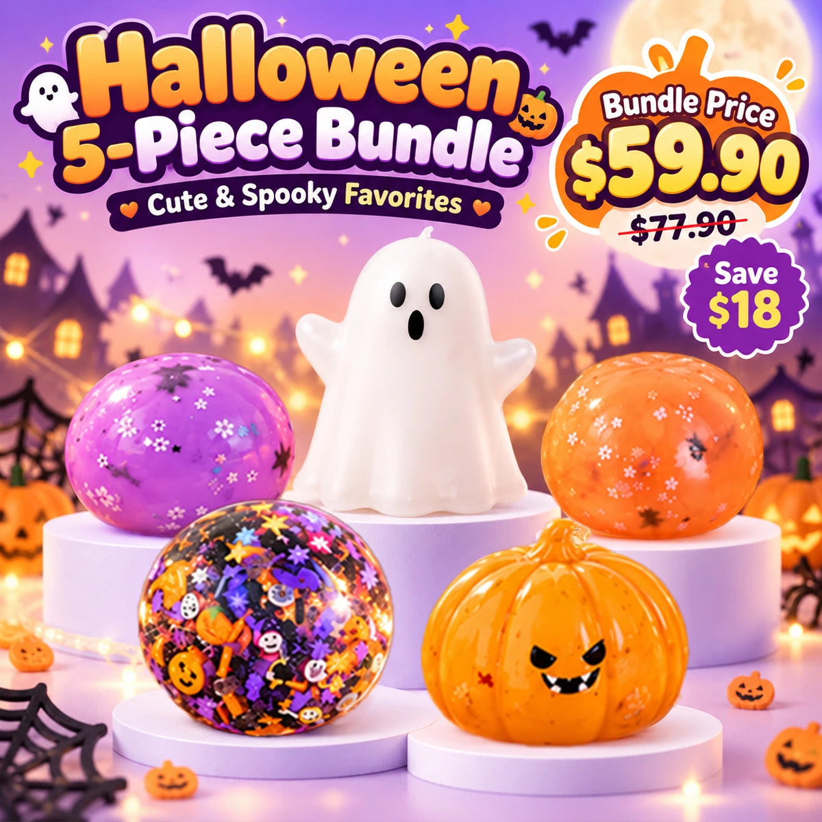 Pawtoto Halloween Bundle Stress Relief Toys Squishy Stressball