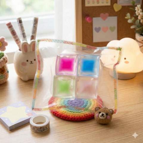 Pawtoto Four-Cube Ice: Pastel Pop Squishy Toy Handmade Food Grade Silicon Creamy Clay Feel Soft Quick Rebound