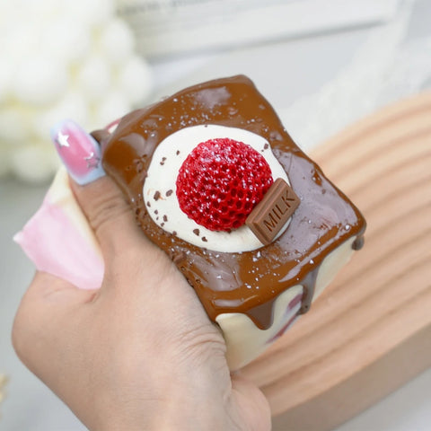 Pawtoto Realistic Fruit Cake Squishy Toy Handmade Food Grade Silicon Creamy Clay Feel Soft Quick Rebound