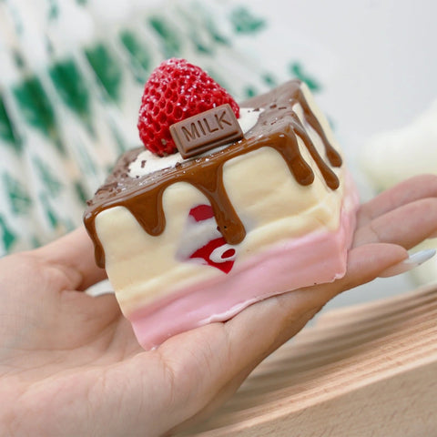 Pawtoto Realistic Fruit Cake Squishy Toy Handmade Food Grade Silicon Creamy Clay Feel Soft Quick Rebound