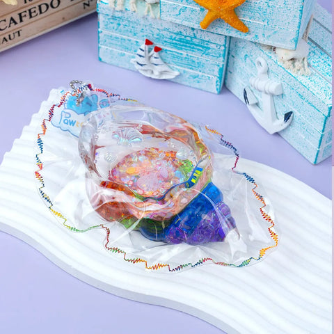 Pawtoto Clear Seashell Squishy Toy Handmade Food Grade Silicon Water Feel Medium Firm Quick Rebound