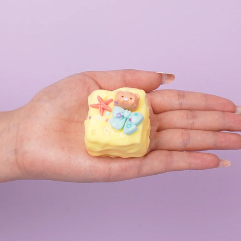 Pawtoto Bear Milk Shell Cookie Squishy Toy Handmade Food Grade Silicon Creamy Clay Feel Soft Quick Rebound