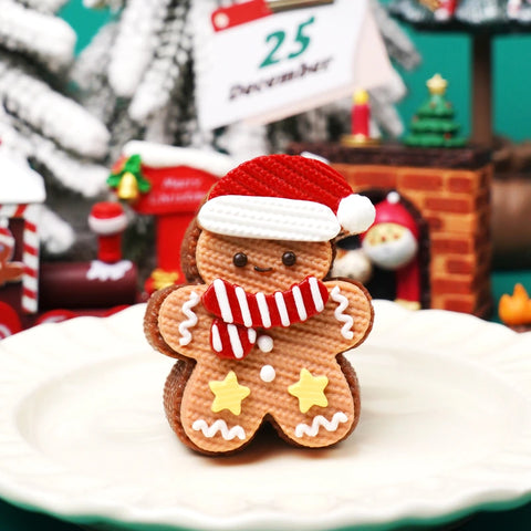Pawtoto Christmas Gingerbread Man Brown Squishy Toy Handmade Food Grade Silicon Creamy Clay Feel Soft Quick Rebound