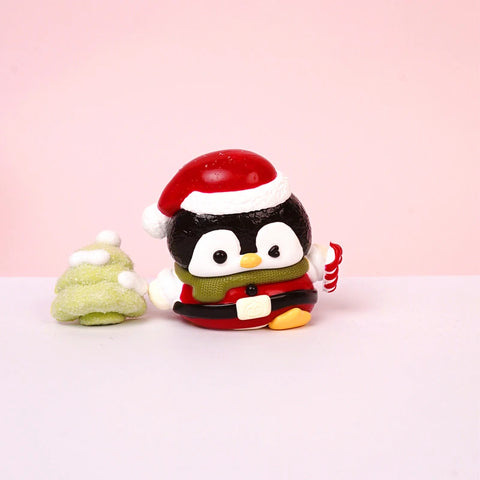 Pawtoto Christmas Penguin Red Squishy Toy Handmade Food Grade Silicon Creamy Clay Feel Soft Quick Rebound