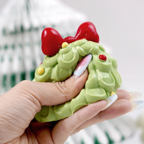 Pawtoto Christmas Tree Green Red Squishy Toy Handmade Food Grade Silicon Creamy Clay Feel   Soft Quick Rebound