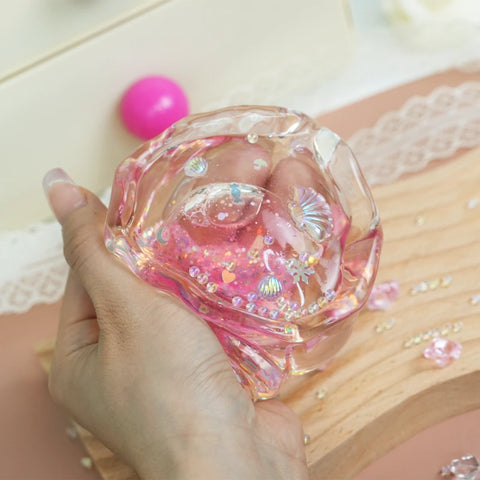 Pawtoto Clear Seashell Squishy Toy Handmade Food Grade Silicon Water Feel Medium Firm Quick Rebound