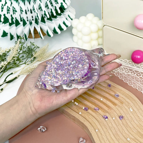 Pawtoto Clear Seashell Squishy Toy Handmade Food Grade Silicon Water Feel Medium Firm Quick Rebound