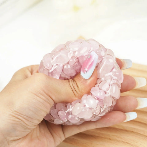 Pawtoto Grape Beads Pink-Handcrafted Grape Bead Sensory Squeeze Ball Squishy Toy Handmade