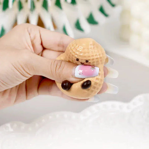 Pawtoto Mini Baby Peanut Yellow Squishy Toy Handmade Food Grade Silicon Creamy Feel Soft Quick Rebound