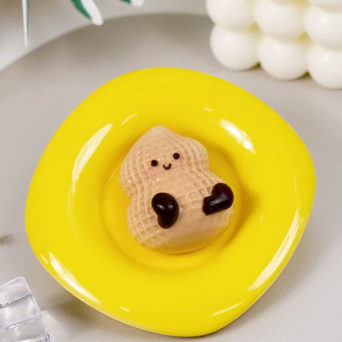 Pawtoto Cute Baby Peanut Yellow Squishy Toy Handmade Food Grade Silicon Creamy Feel Soft Quick Rebound
