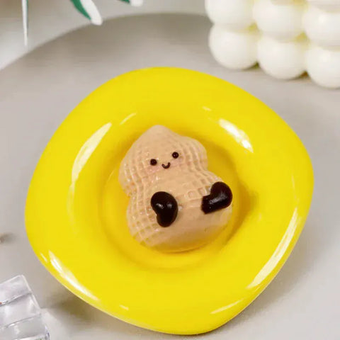 Pawtoto Mini Baby Peanut Yellow Squishy Toy Handmade Food Grade Silicon Creamy Feel Soft Quick Rebound