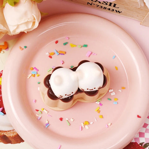 Pawtoto Cute Cat Pudding Charm Squishy Toy Handmade Food Grade Silicon