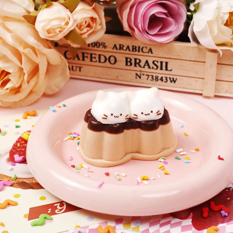 Pawtoto Cute Cat Pudding Charm Squishy Toy Handmade Food Grade Silicon