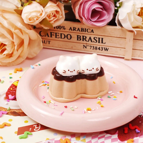 Pawtoto Cute Cat Pudding Charm Squishy Toy Handmade Food Grade Silicon