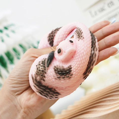 Pawtoto Cute Hognose Snake Pink Squishy Toy Handmade Food Grade Silicon Clay Feel Very Soft Quick Rebound