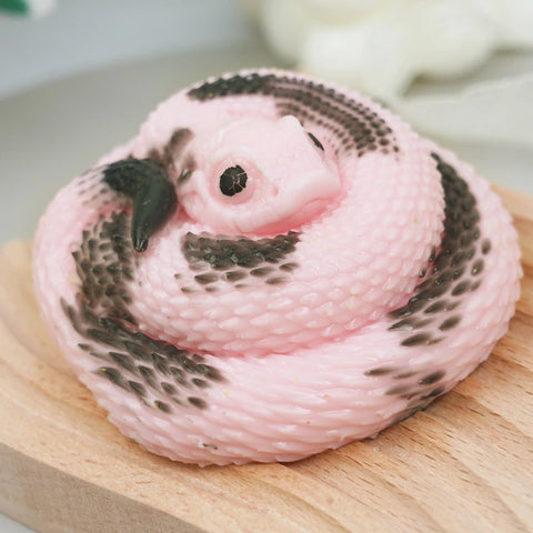 Pawtoto Cute Hognose Snake Pink Squishy Toy Handmade Food Grade Silicon Clay Feel Very Soft Quick Rebound