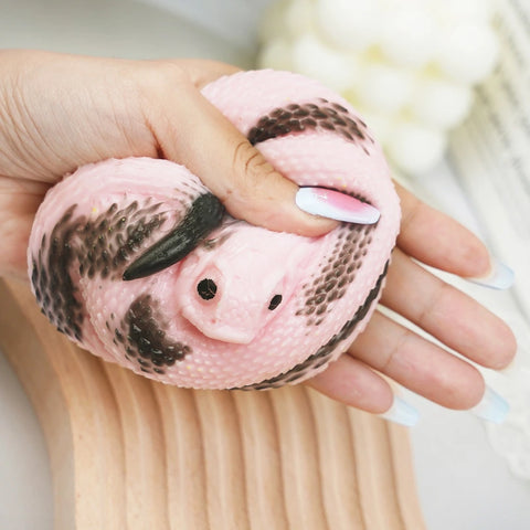 Pawtoto Cute Hognose Snake Pink Squishy Toy Handmade Food Grade Silicon Clay Feel Very Soft Quick Rebound