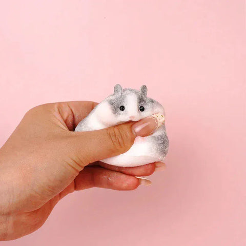 Pawtoto Flocked Hamster Squishy Toy Handmade Food Grade Silicon Creamy Clay Feel Soft Quick Rebound