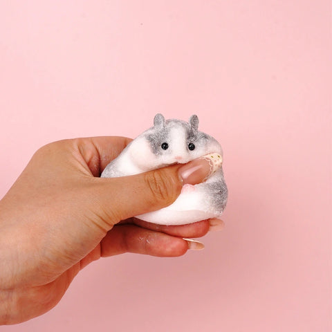 Pawtoto Flocked Hamster Squishy Toy Handmade Food Grade Silicon Creamy Clay Feel Soft Quick Rebound