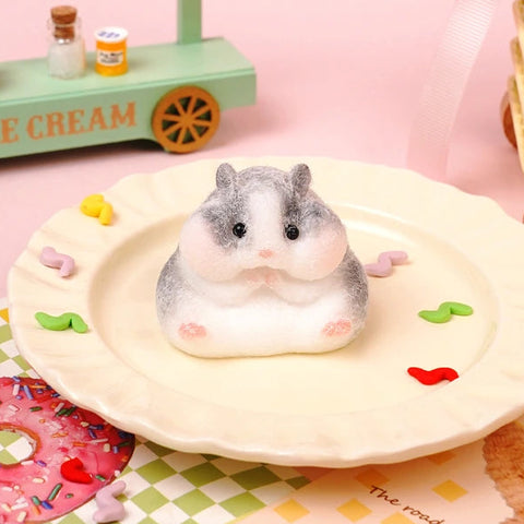 Pawtoto Flocked Hamster Squishy Toy Handmade Food Grade Silicon Creamy Clay Feel Soft Quick Rebound