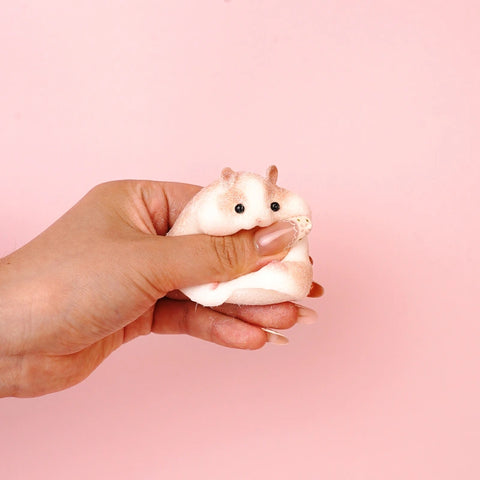 Pawtoto Flocked Hamster Squishy Toy Handmade Food Grade Silicon Creamy Clay Feel Soft Quick Rebound
