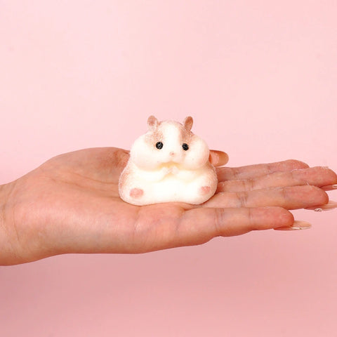 Pawtoto Flocked Hamster Squishy Toy Handmade Food Grade Silicon Creamy Clay Feel Soft Quick Rebound