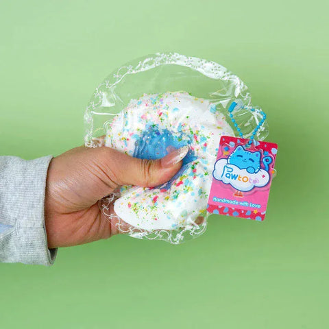 Pawtoto Floral Words: Crystal Romance Wishing Pool Blue Squishy Toy Handmade Food Grade Silicon Creamy Clay Feel Soft Quick Rebound