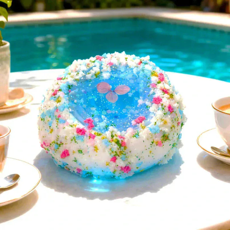 Pawtoto Floral Words: Crystal Romance Wishing Pool Blue Squishy Toy Handmade Food Grade Silicon Creamy Clay Feel Soft Quick Rebound