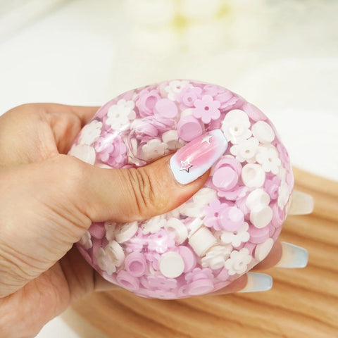 Pawtoto Grape Beads Pink-Handcrafted Grape Bead Sensory Squeeze Ball Squishy Toy Handmade