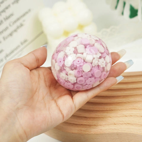 Pawtoto Grape Beads Pink-Handcrafted Grape Bead Sensory Squeeze Ball Squishy Toy Handmade