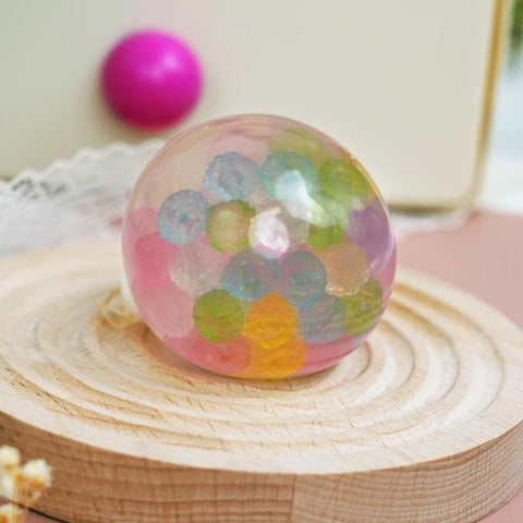 Pawtoto Grape Beads Pink-Handcrafted Grape Bead Sensory Squeeze Ball Squishy Toy Handmade