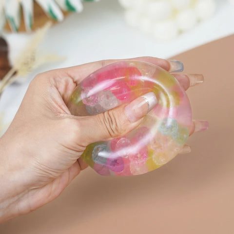 Pawtoto Grape Beads Pink-Handcrafted Grape Bead Sensory Squeeze Ball Squishy Toy Handmade