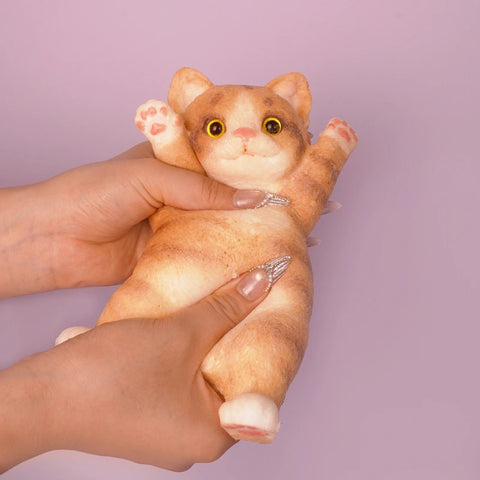 Pawtoto Giant Cat Squishy Toy Handmade Food Grade Silicon Creamy Clay Feel Firm Soft Quick Rebound