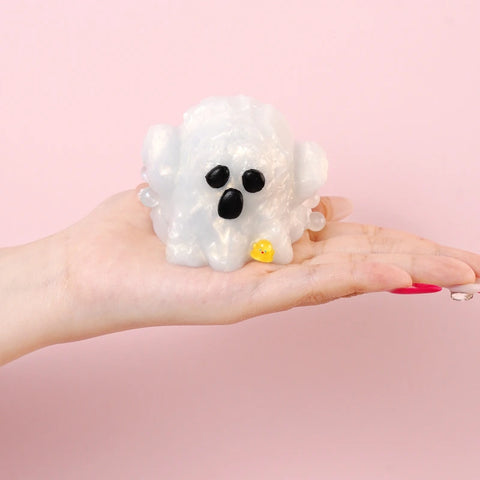 Pawtoto Halloween Little Ghost Squishy Toy Handmade Food Grade Silicon Creamy Clay Feel Firm Soft Quick Rebound