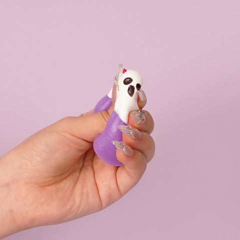Pawtoto Halloween Mini Ghost Squishy Toy Handmade Food Grade Silicon Creamy Clay Feel Firm Soft Quick Rebound