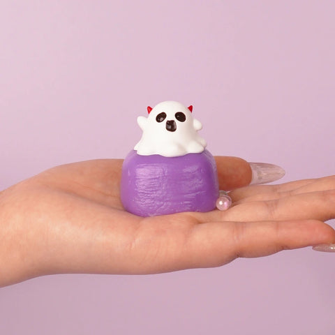 Pawtoto Halloween Mini Ghost Squishy Toy Handmade Food Grade Silicon Creamy Clay Feel Firm Soft Quick Rebound