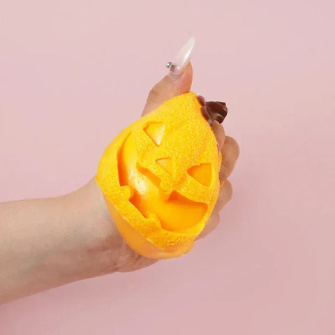Pawtoto Halloween Pumpkin Head Orange Squishy Toy Handmade Food Grade Silicon Creamy Clay Feel Soft Quick Rebound