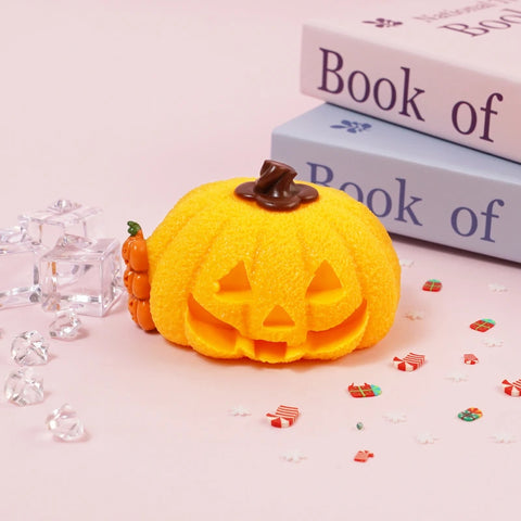 Pawtoto Halloween Pumpkin Head Orange Squishy Toy Handmade Food Grade Silicon Creamy Clay Feel Soft Quick Rebound