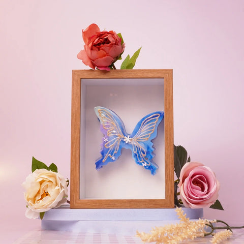 Pawtoto Hand-painted Watercolor Butterfly Blue Squishy Toy Handmade Food Grade Silicon Creamy Clay Feel Soft Soft Slow Rebound