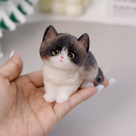 Pawtoto Handmade Flocked Cat Squishy Toy Food Grade Silicon Creamy Clay Feel Soft Quick Rebound