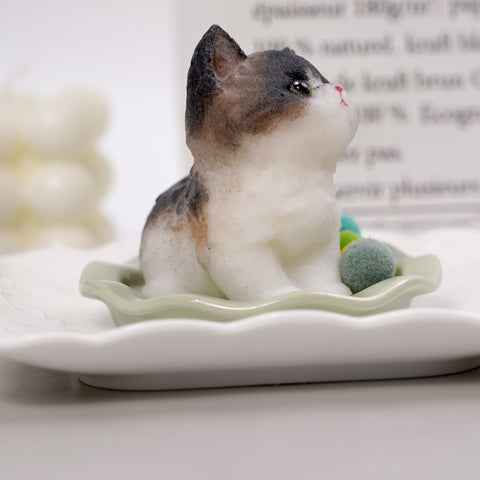 Pawtoto Handmade Flocked Cat Squishy Toy Food Grade Silicon Creamy Clay Feel Soft Quick Rebound