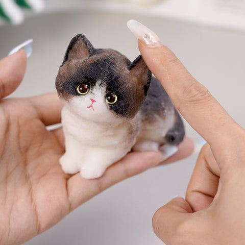 Pawtoto Handmade Flocked Cat Squishy Toy Food Grade Silicon Creamy Clay Feel Soft Quick Rebound